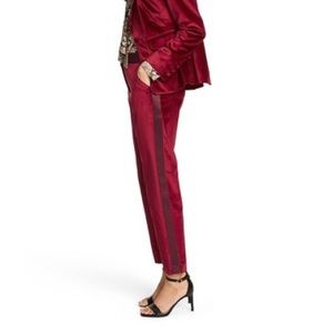 Altuzarra Red Velvet Tuxedo Pant, Size 2